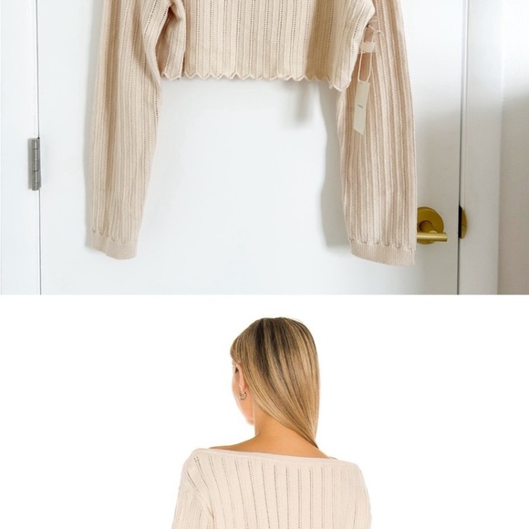 NEW Tularosa Sicily Knit Cropped Scalloped Hem Cropped Sweater Size Medium (M) - Picture 2 of 5